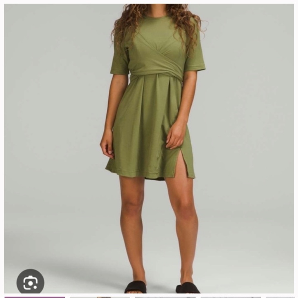 Lululemon Pima Cotton Wrap T-shirt dress bronze green size 8